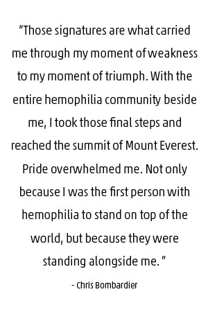 Chris Bombardier Quote on Everest and Hemophilia
