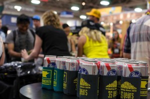 PBR tall boys with Mountainsmith coozies that say Tripping since 1979