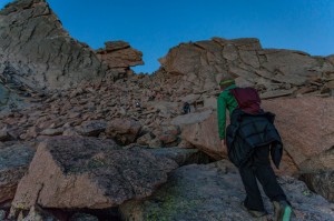Girl hiking Keyhole Route on Long's Peak (Colorado)