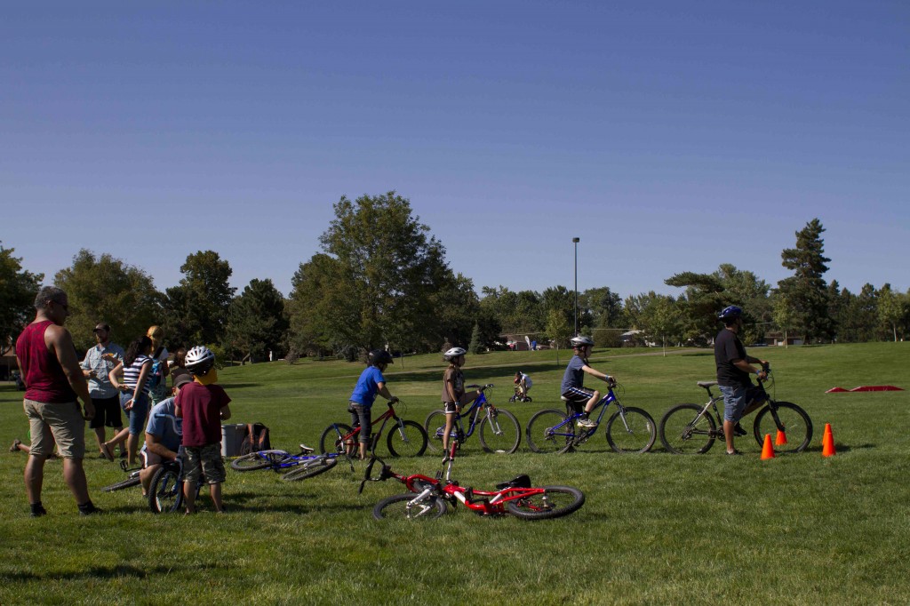 Kids trying mountain biking at Backpacker Magazines