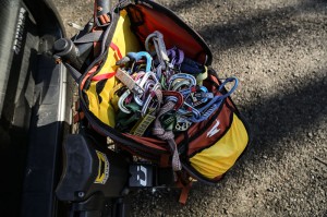 Mountainsmith Mayhem 35 backpack with a climbing rack