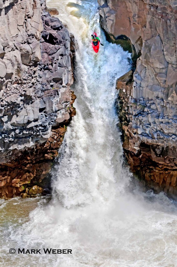 Russell Davies Kayaking the Devils Washbowl which is rated Class 6 and located at the Malad Gorge on the Malad River in southern Idaho
