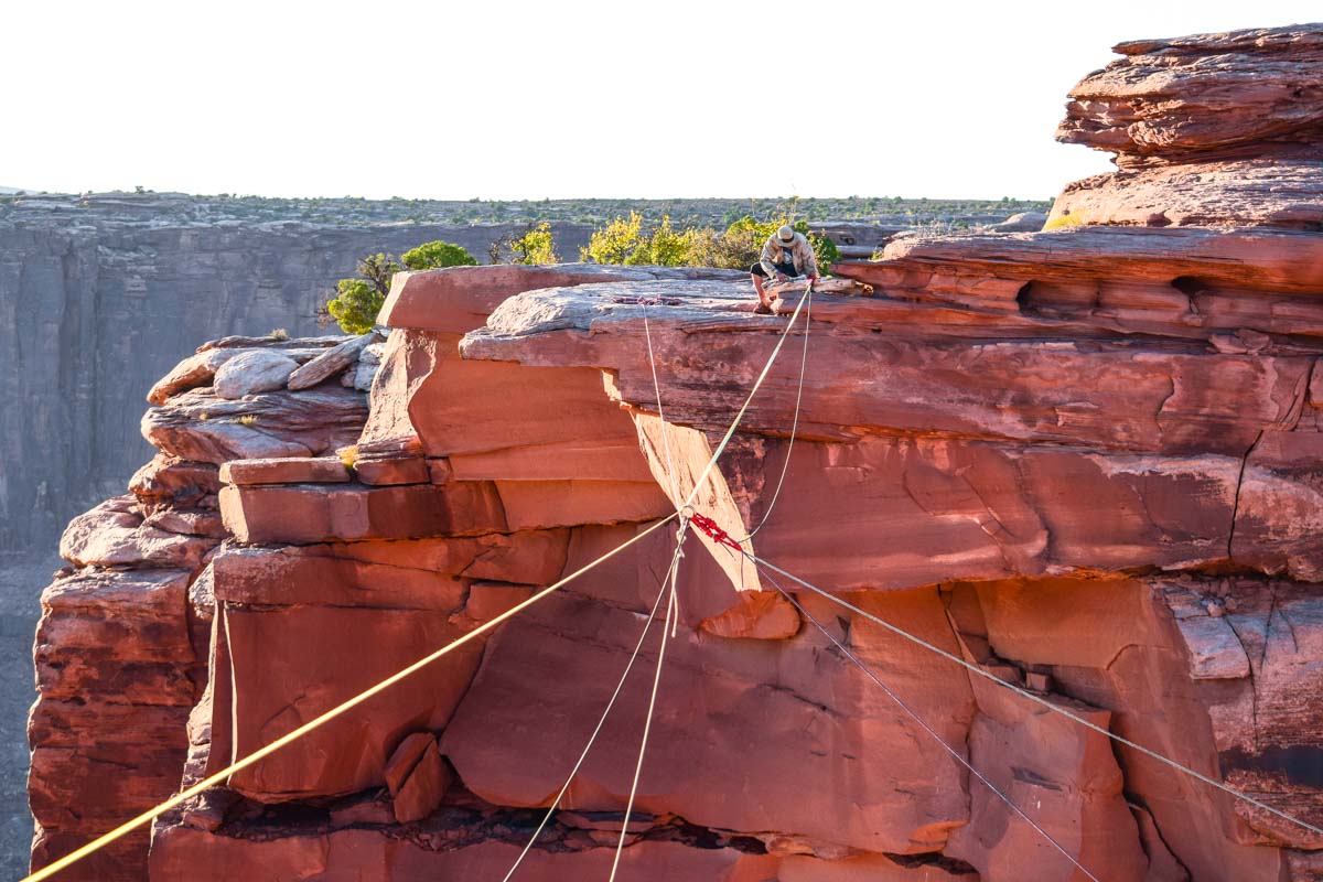 High-line rigging and the giant swing span the fruit bowl in moab.
