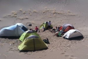 Tents set up on the Great Sand Dunes National Monument with many Mountainsmith Morrison 2s