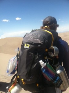 Josh Jacobson carries the Mountainsmith Ghost 50 at Colorado's Great Sand Dunes.