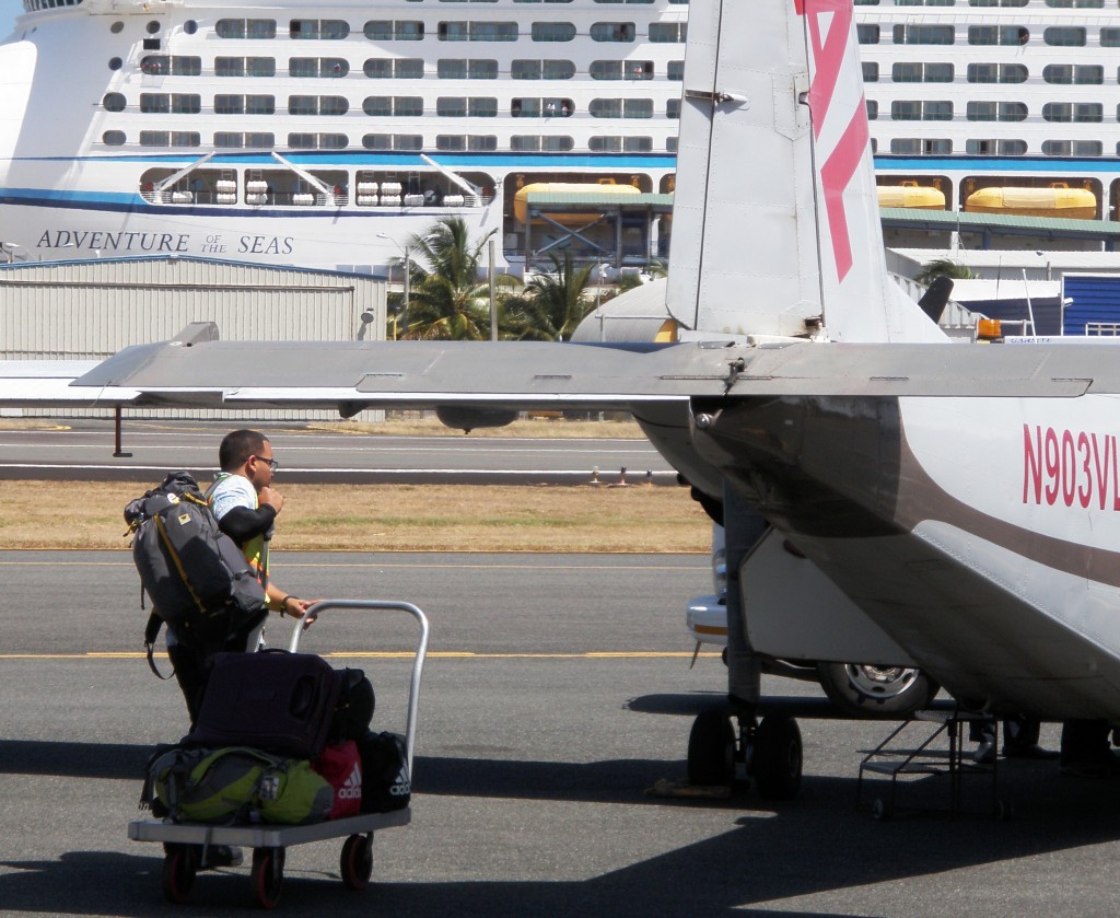 The Mountainsmith Haze 50 gets loaded onto a plane to Culebra in Puerto Rico