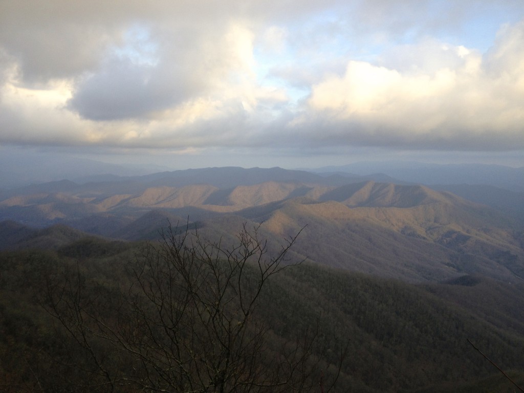 Sun setting over Great Smoky Mountain National Park.  View from Cheoah Bald, North Carolina