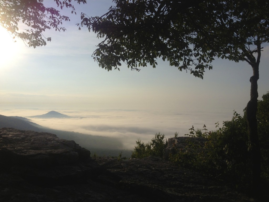 Sunrise view at rock outcrop known as "the pulpit" near Port Clinton, Pennsylvania