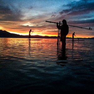 AJ Marino filing stand up paddle boarding with the lite pro gear crane