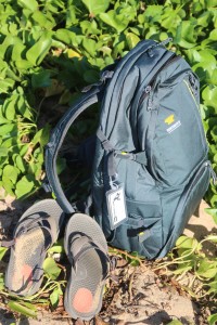 The Borealis AT Camera backpack on the beach in Hawaii