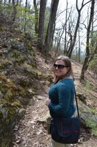 Liz Wilson on the trail with the Mountainsmith Rift Messenger Bag. 