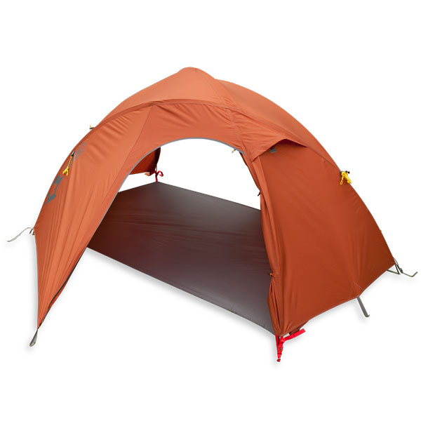 The Mountainsmith Mountain Dome tent set up in fast fly mode