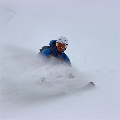 Mark wayne skiing in powder