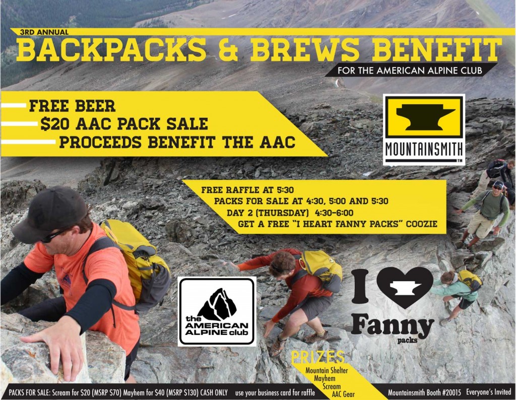 invitation to the backpacks and brews benefit by mountainsmith