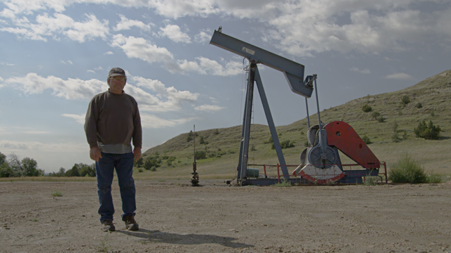 Land owner with a broken oil pad in Montana