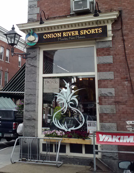 Onion River Sports on a rainy New England day in Montpelier, VT (the smallest state capital in the country I’m told)…