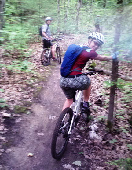 Hal Ellms and Sarah Miller from Pinnacle Outdoor Group on the trails at the Sunny Hollow Nature Park in Colchester, VT.