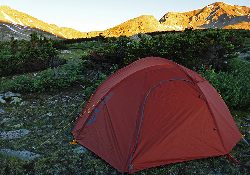 The Mountainsmith Mountain Dome 2 tent near the continental divide in Colorado