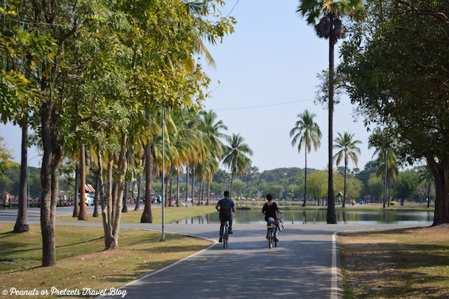 Riding Bikes around the Sukhothai, Thailand