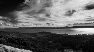 The view from the "Bench" a memorial bench built high up on Tahoe's ridge line.