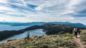 The view from Snow Valley Peak. Marlette Lake in the foreground, and Lake Tahoe in the background.