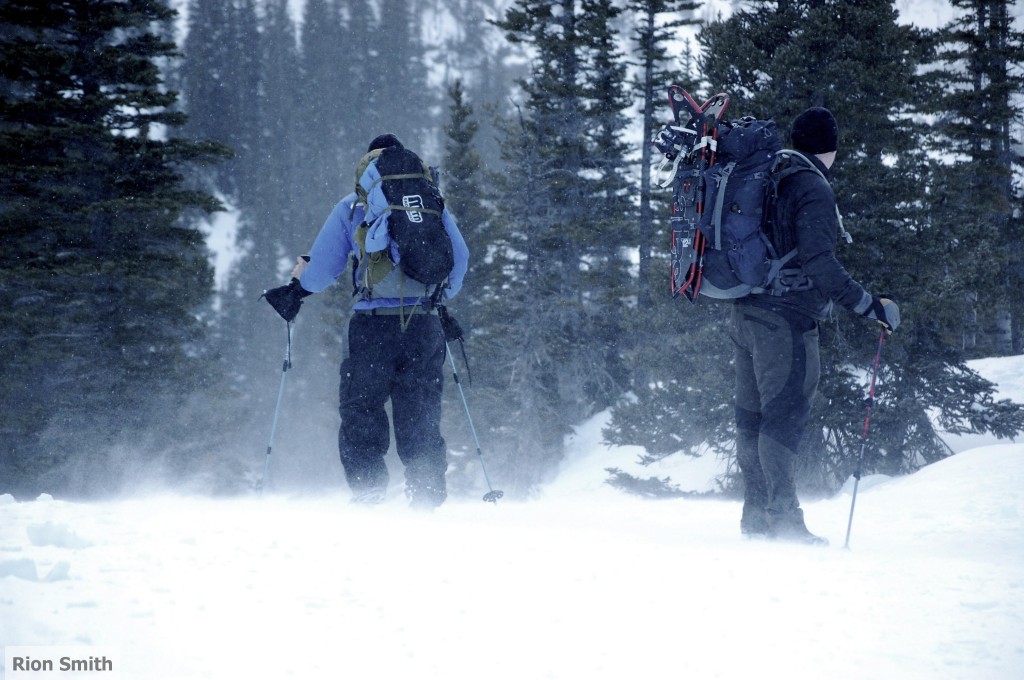 Backcountry skiing and snow shoeing in the rocky mountains