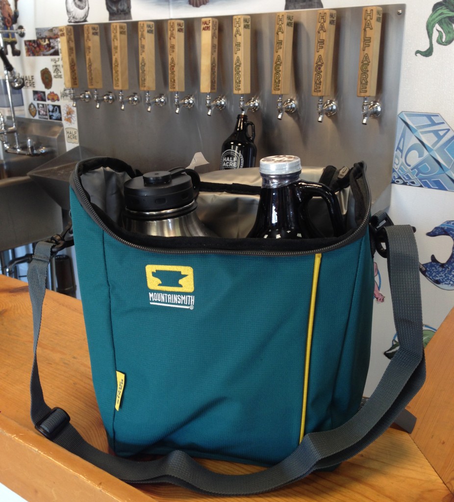 The Mountainsmith Sixer Cooler carrying two growlers