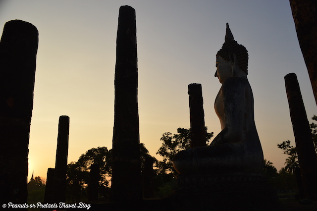 Sunrise with Buddha in sukhothai thailand