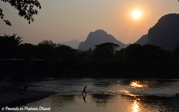 Sunset on the River in Vang Vieng, Laos
