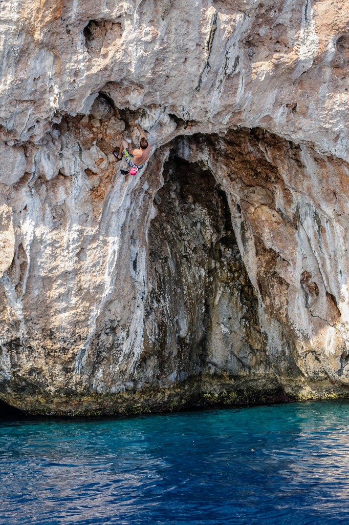 climber deepwater soloing near olympos turkey