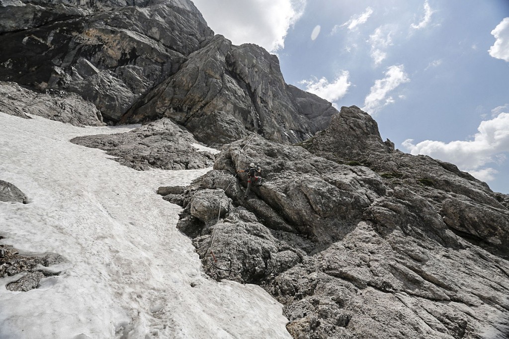 the start of the johann route on klettersteig, via ferrata