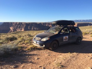 After a long sketchy dirt road, one bumper later, the Matrix makes it to the Grand Canyon
