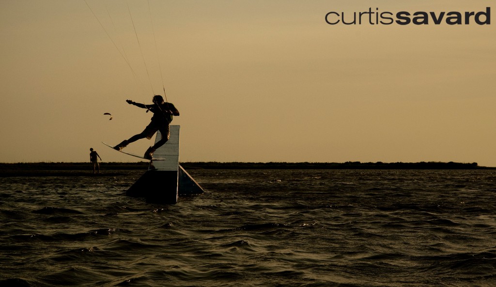 Kiteborading nose press in the outer banks shot by curtis savard