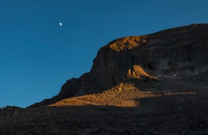 View of Long's Peak, Colorado under the moon