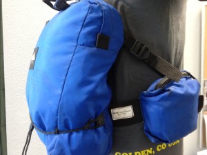A view of one of the original delta compression straps on a mountainsmith lumbar pack
