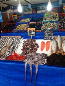 Valparaiso Fish Market with fresh octopus