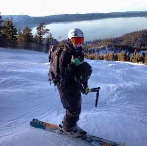 AJ Marino on skis at Heavenly Mountain Resort and wearing his Mountainsmith Borealis AT and Descent AT photo bags