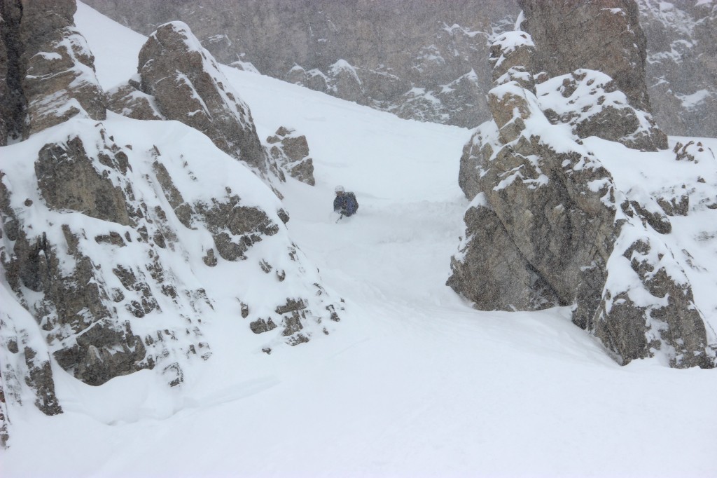 Mark Wayne Sisk skis through Ship's Prow in the Jackson Hole Mountain Resort sidecountry