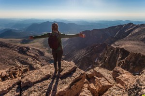 Girl summits Long's Peak, Colorado
